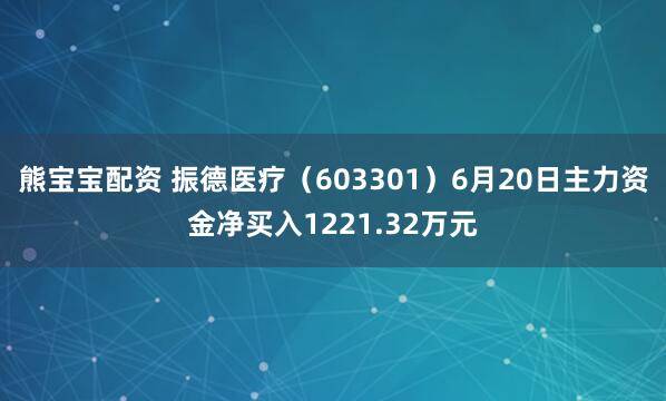 熊宝宝配资 振德医疗（603301）6月20日主力资金净买入1221.32万元