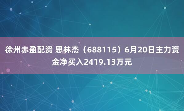 徐州赤盈配资 思林杰（688115）6月20日主力资金净买入2419.13万元